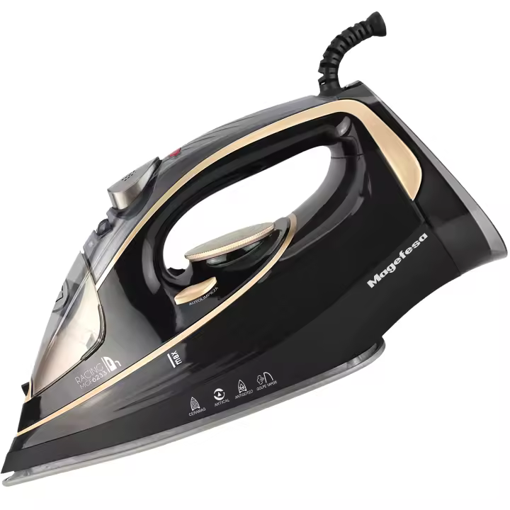 MAGEFESA RACING Plancha de Vapor de Suela Cerámica, Deslizamiento Suave de 2600W y Depósito de 360ml, Selector de Temperatura - 1