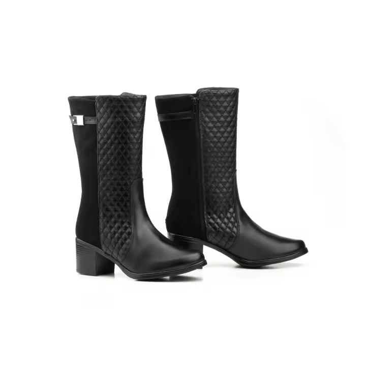 Mº90708 Negro Hecho en España Botas Mujer Piel Negro Numeración: 36-41 Marca: JAM Botas de mujer con cremallera interior Material corte exterior de piel napa negra y serraje negro Material corte interior textil acolchado Plantilla interior d - 1