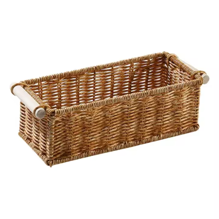 Cesta De Almacenamiento Imitación Rattan Perfume Para Organizar Rectangular Vintage Para Mesa De Café Bar Baño Cocina - 1