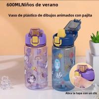 Botella De Agua 600ml Con Desechable De Animales De Dibujos Animados Cerradura De Seguridad Portátil Para Niños Antirotura Con Pajita Para Exteriores Camping Viajes - details 5