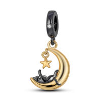 Colgante De Gato Luna Estrella En Plata Para Mujer Pendiente De Earphone Dangle Joyería De Moda DIY Regalo Bangle Bracelet Fit - details 84
