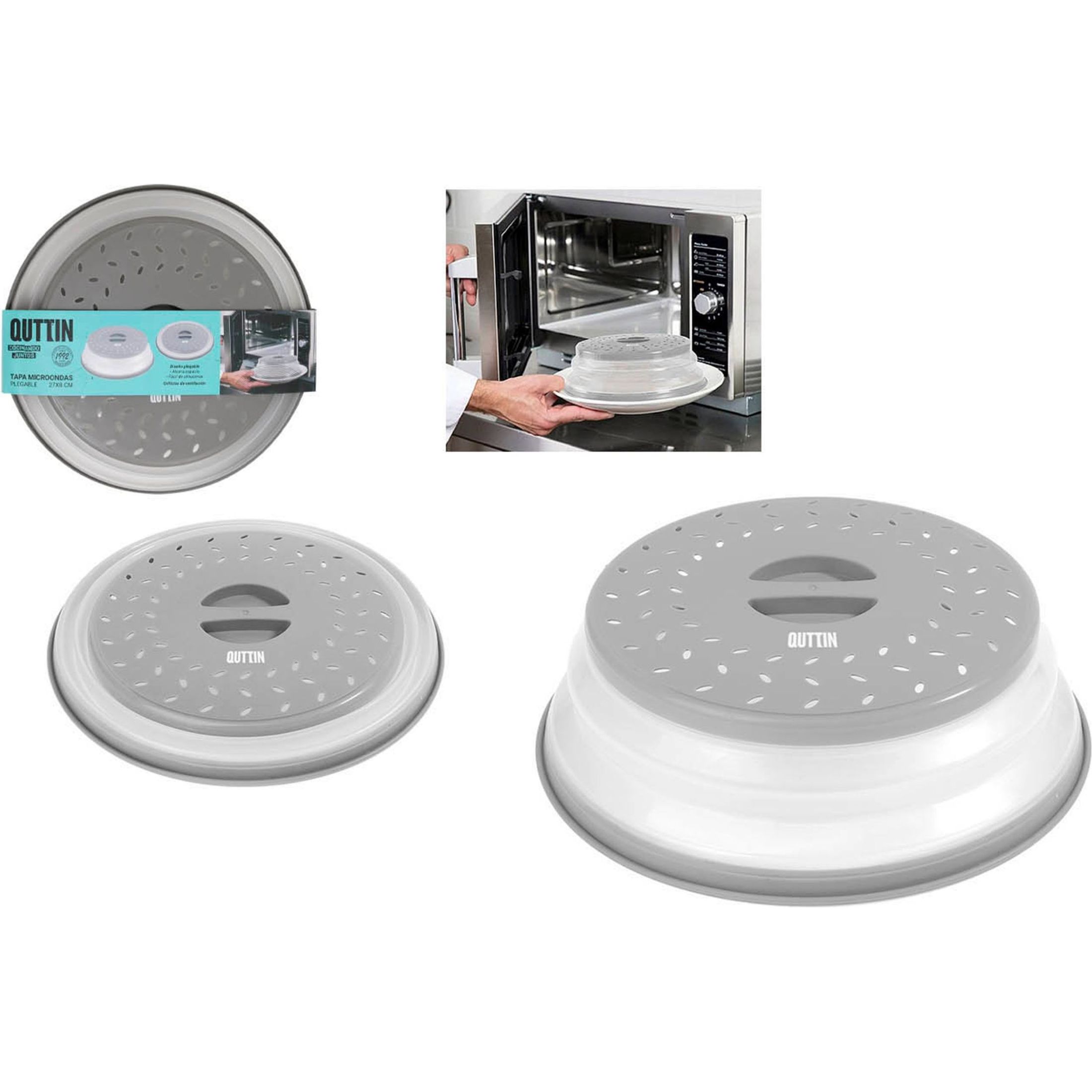 Quttin - Tapa Microondas Plegable 27x8cm - Diseño Práctico para Calentamientos Uniformes, Evita Salpicaduras, Fácil de Limpiar y Usar