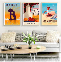 Pintura En Lienzo De Viaje a Madrid Y San Sebastián Estilo Vintage Calcomanías De Pared Recubrimiento Para Decoración Del Hogar Regalo - details 2
