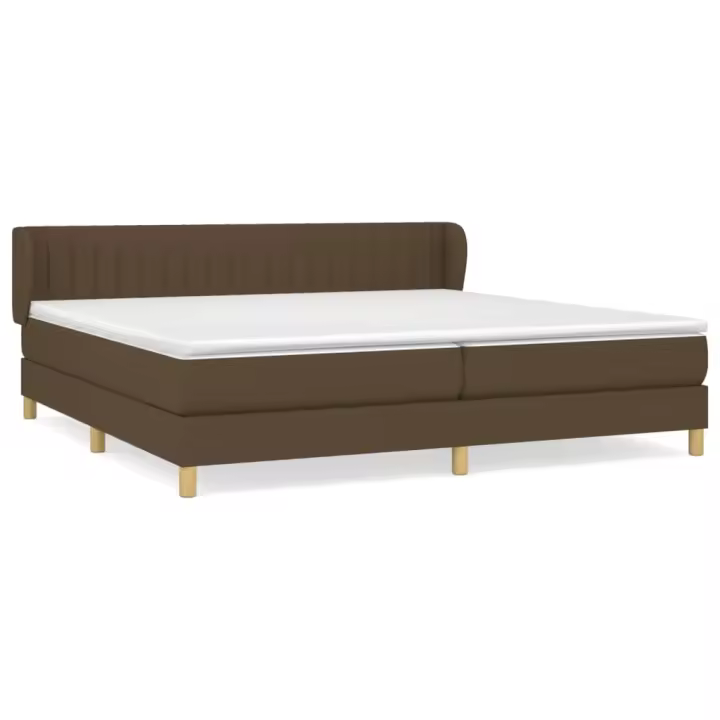 vidaXL Cama box spring con colchón tela marrón oscuro 200x200 cm - 1