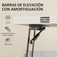 HOMCOM Mesa de Centro Elevable y Extensible, Mesa de Salón con Compartimentos Ocultos, Estante Abierto, para Comedor, Oficina, 100x90x64 cm, Blanco - details 4