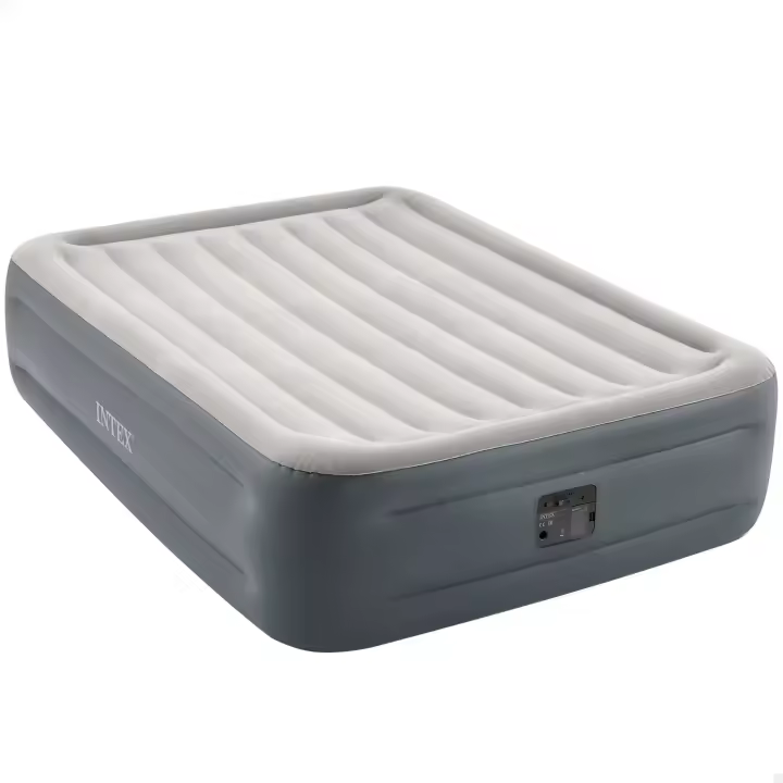 INTEX - Colchón hinchable doble, Dura-Beam Essential Rest, cama queen, 152x203x46 cm, para 2 personas, máximo 272 kg, PVC laminado, cama hinchable para interior, incluye hinchador eléctrico, con bolsa de transporte - 1
