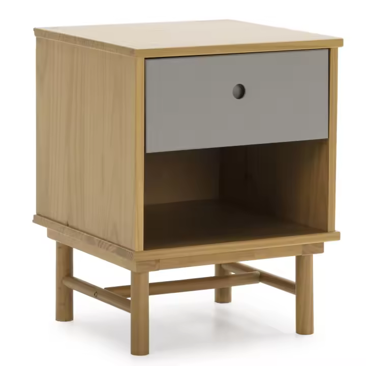 Mesita magnus 1 cajón en color roble/gris VS Venta-Stock - 1