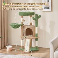 Cactus-Shaped Cat Scratching Tree with Observation Platform, Cave, and Sisal Logs, 42.5×42.5×106.5 cm, Brown and Green - details 7