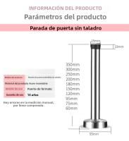Parador De Puerta De Acero Inoxidable De Tamaño Extendido Con Punta De Goma Antideslizante Y Antiseña Protector De Pared Para Sliding - details 6