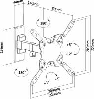 AISENS WT42TSLE-009 - Soporte Extensible de Pared Eco para Monitor / TV DE 13" - 42", Inclinable, Giratorio y Nivelable de 13 a 42 pulgadas, Montaje en Pared, Carga Máxima: 20kg, Color Negro - details 4