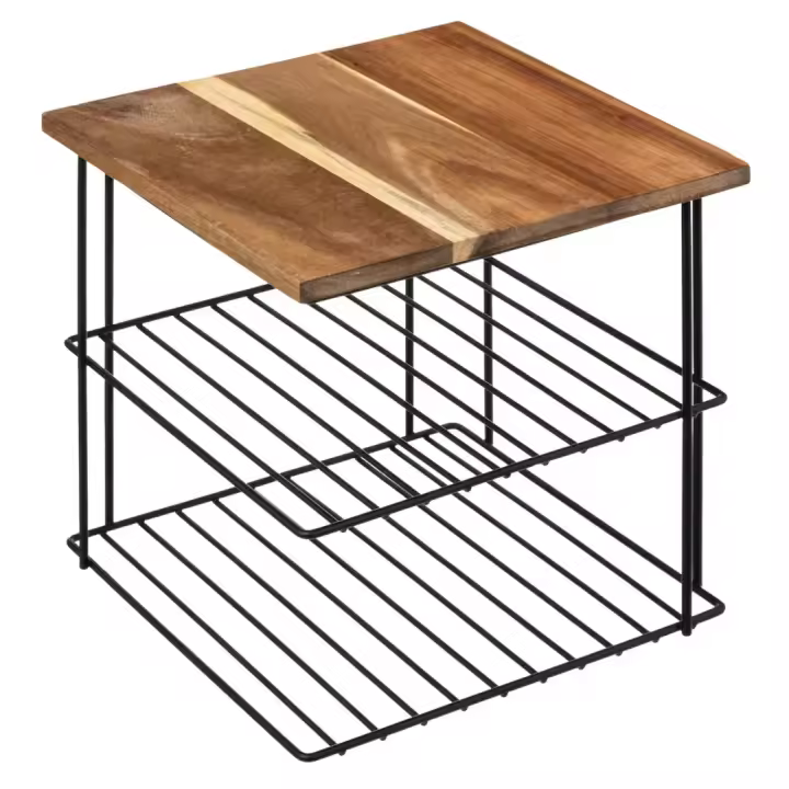 STARLEY-Estantería de esquina 2 alturas,Estante Esquinero Hecho de Hierro,Organizador de cocina,Soporte para vajilla,Organizador de armarios de cocina - 1