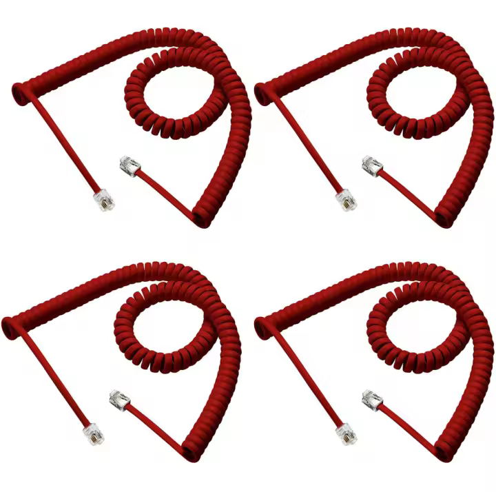 Cable De Teléfono RJ9 4P4C De 8 Pies Con Desenredador Rotativo De 360 Grados Adaptador De Cable Para Teléfono Fijo - 1