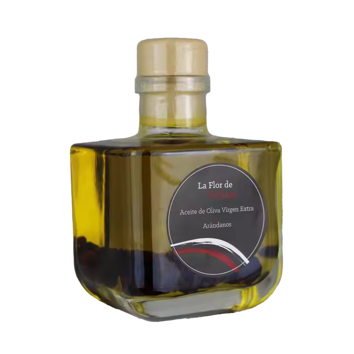LA FLOR DE MÁLAGA ACEITE DE OLIVA VIRGEN EXTRA CON ESPECIAS | 200 ML | SABORES: ARÁNDANOS, AZAFRÁN Y AJO NEGRO | GOURMET | MARGOT 20ML - 1