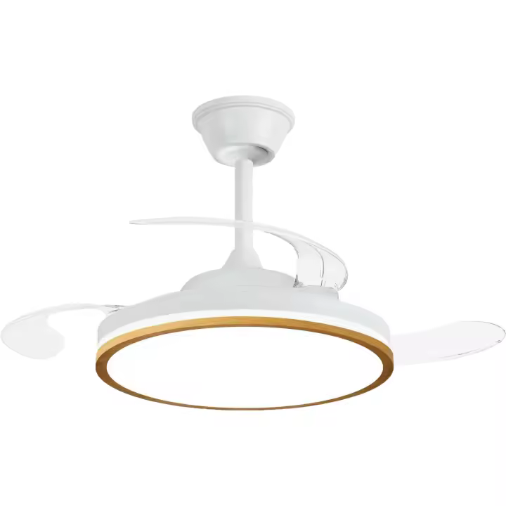 NARVI Ventilador de techo color blanco combinado con color madera haya, 3 Palas retráctiles, Motor DC, Luz 60W LED Regulable en intensidad y color de luz. Con Memoria, Mando a distancia y APP Móvil. REF MORAIRA 7285 WDN - 1