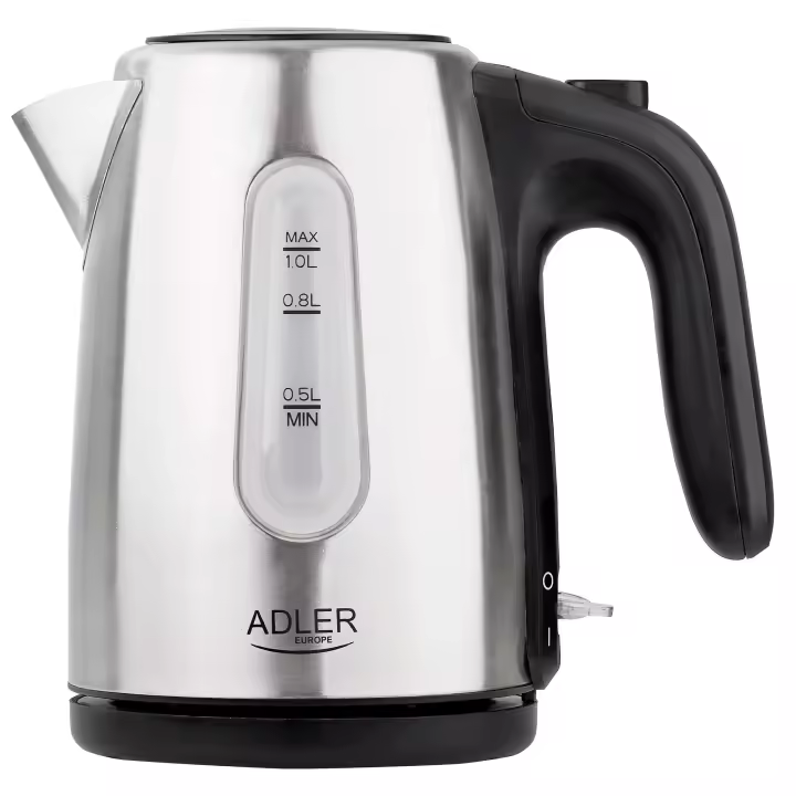Adler AD1273 Hervidor Agua Eléctrico 1 Litro Acero Inoxidable, sin BPA, Inalámbrico, Apagado Automático, 1200W, Acero Inoxidable - 1