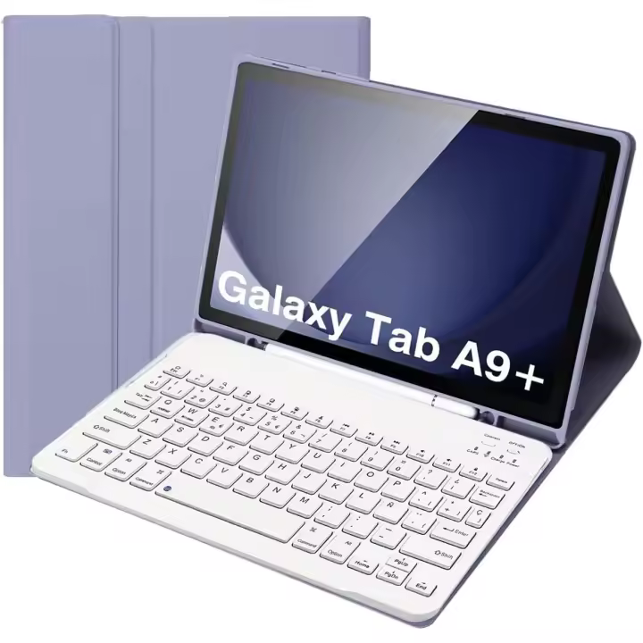 Funda con Teclado Español Ñ compatible con Sams Galax A11+/Tab A9+ 11''(SM-X210/X216/X218/ SM-X230/X235/X236, Teclado Español Ñ Bluetooth Inalámbrico Desmontable con Funda y Portalápices compatible con Sam Gala Tab A9 Plus 11 Pulgadas - 1