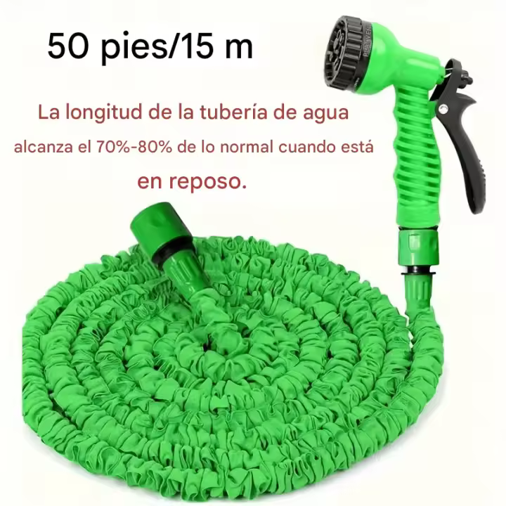 Manguera de jardín, tubería de agua de manguera, manguera de agua equipada con pistola de agua, manguera de agua flexible con boquillas de 7 funciones for iluminación exterior. - 1