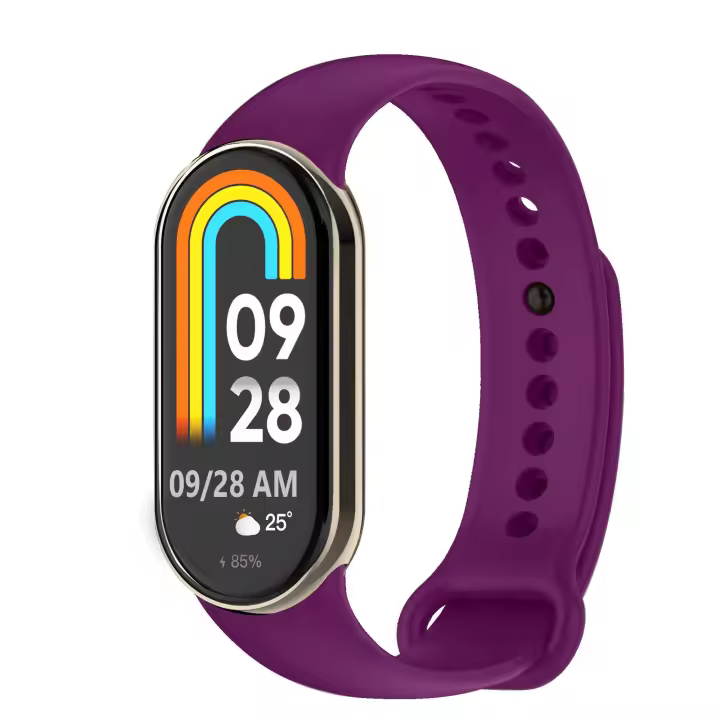 Ociodual Correa de Recambio Compatible con Xiaomi Mi Band 9 y Mi Band 8, de color Purpura, Repuesto de Silicona Suave Flexible Sport Goma Transpirable - 1