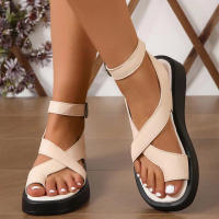 Sandalias De Cuero Para Mujer Moda Casual Confortables 2023 Nuevas De Verano Con Suela Gruesa Y Plataforma Sandalias De Tobillo Para Mujer Talla 43 - details 20