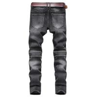 Jeans Slim Para Hombre Estilo Hip-Hop Y Rock Patchwork Vintage Pantalones De Cuero Genuino De Alta Calidad Moda Estadounidense - details 5