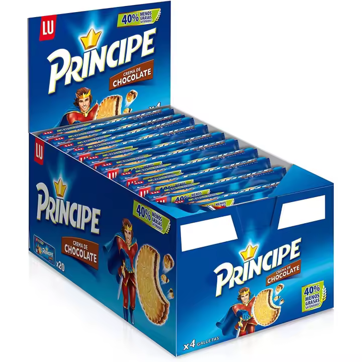 Mondelez Galleta Principe Chocolate 80g - 4u - Estuche 20 Paquetes - 1