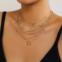 Set De 6 Collares Boho Con Símbolo Infinito Hoja Mariposa Para Mujer Imitación De Perla Vintage Cadena Delgada Joyería De Fiesta - details 1