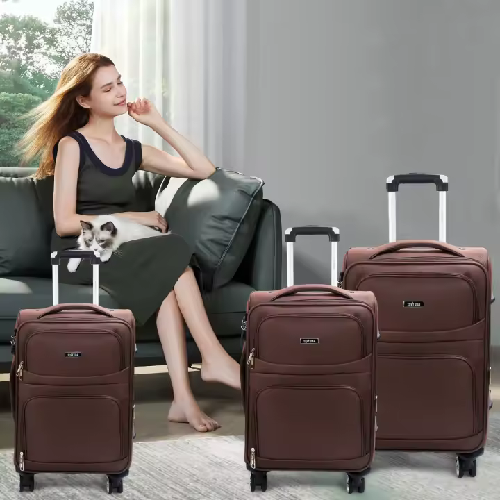 S7 STAR Conjunto Maleta Blanda 3pcs de Viaje, Cabina Equipaje Tela de Color Sólido Mango Ajustable, Set Equipaje 3 Piezas con 4 Ruedas Giratorias 360, Maleta Ligera Gran Capacidad 20+24+28in - 1