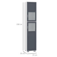 kleankin Armario Alto de Baño Mueble Columna de Baño con 2 Puertas de Vidrio Templado y Estantes Ajustables 37x35x190 cm Blanco y Gris - details 2