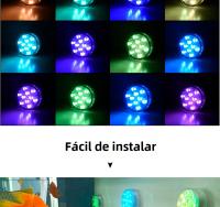 Luz Submarina LED RGB Para Piscina Con Control Remoto 10 LEDs Lámpara Portátil Operada Por Batería Para Acuario Vaso - details 6
