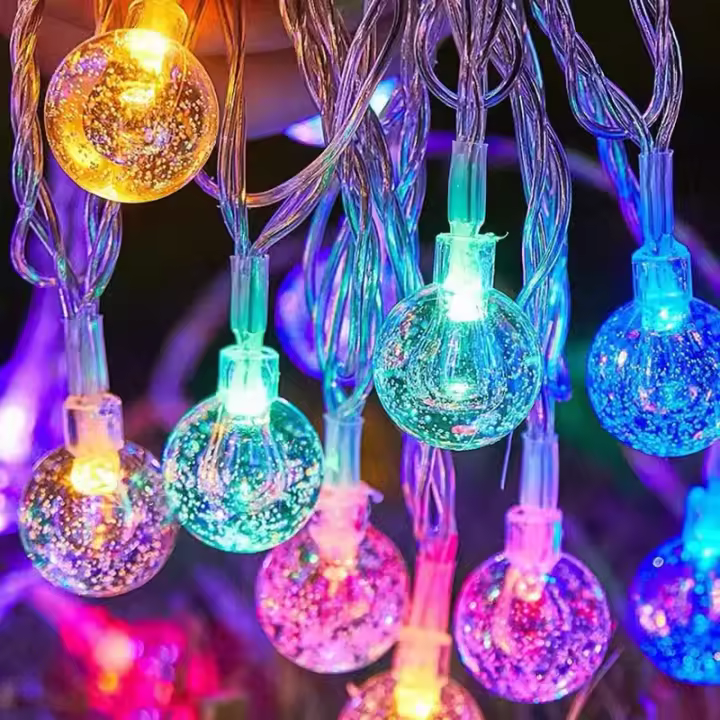 Guirnalda De Lámparas LED De Cristal Sfera Para Decoración Interior Navidad 1.5-10m 10/20/40/80 Luces Faeiry Operadas Por Batería - 1