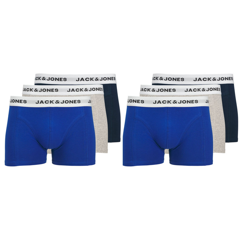 Jack & Jones Hombre Pack 6 Boxer ropa interior Cintura Elástica Serie Trunks 95% Algodón y 5% elastano muy suaves y cómodos para todo el año