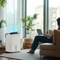 HOMCOM Deshumidificador 35L/día Depósito de Agua 5,5L Silencioso Deshumidificador Eléctrico con 3 Modos Pantalla LED Temporizador 24 H Bloqueo Infantil y Drenaje Continuo hasta 40-100㎡ Blanco - details 1