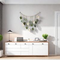 Decoración Boho Para El Hogar Tejido De Macramé Colgante De Hojas Y Plumas Para Decoración De Pared De Sala De Estar Y Dormitorio Arte Boho Para La Casa - details 1