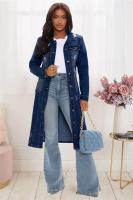 Nueva Llegada Chaqueta De Larga Manga Completa De Algodón Y Vaquera Para Mujer Abrigo De Trench Cardigan Capa De Jean Estilo High Street Otoño/Invierno - details 14