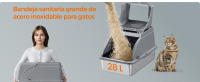 Feandrea Caja de Arena de Acero Inoxidable para Gatos con Tapa Abatible, Arenero XL, a Prueba de Fugas, Cuchara, Cepillo, Doble Entrada, Carga de Encimera de 15 kg, Gris Paloma/Beige Capuchino/Negro Tinta - details 1