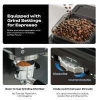 Cafetera todo en uno HiBREW H20 con molinillo integrado, extracción dual caliente y fría, presión de 20 bar, ajuste de molienda de 20 niveles, varilla de vapor para latte, depósito de agua de 1,4 L, control táctil inteligente - details 10