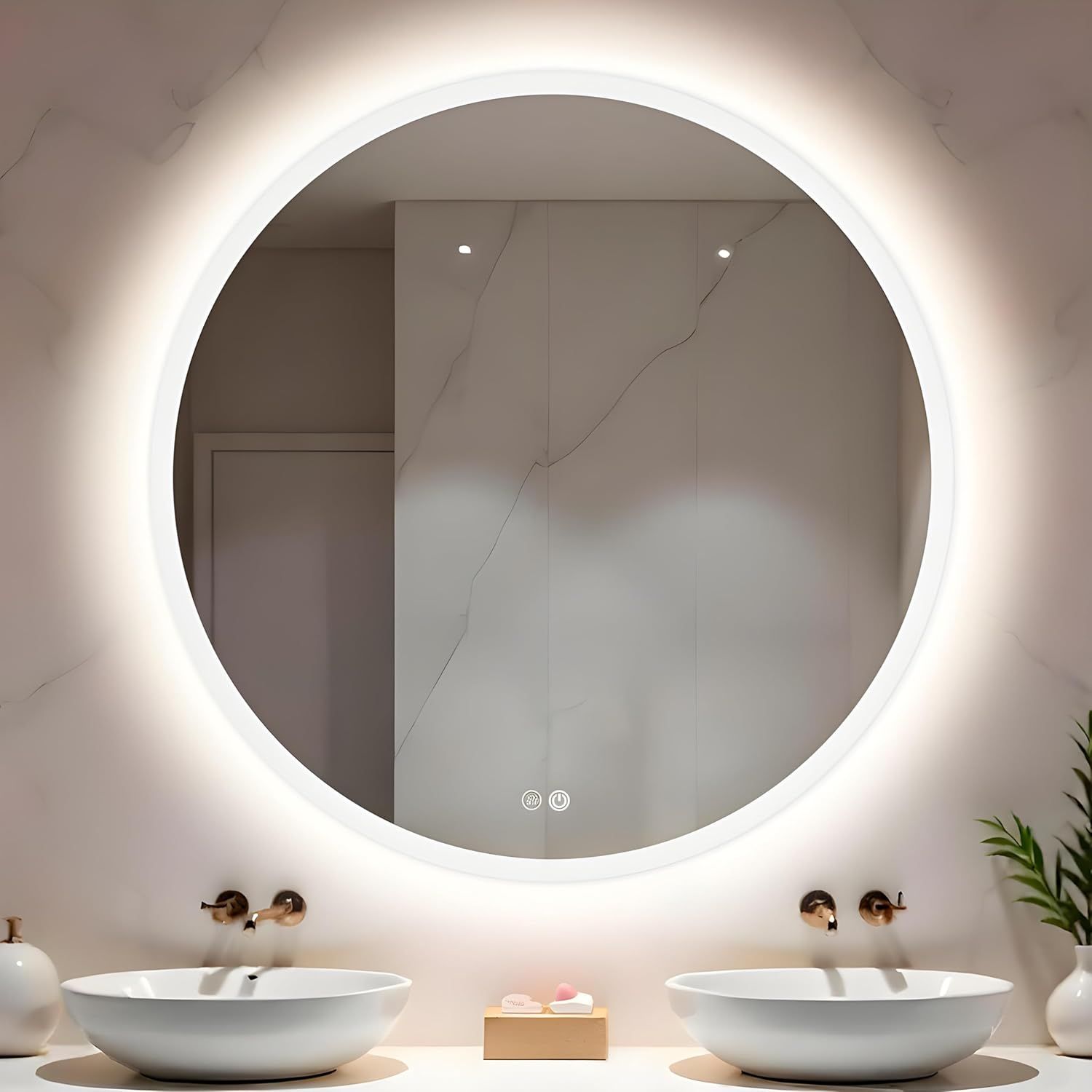 Espejo de Baño con Luz LED Regulable en 3 Colores - Espejo de Pared ANTIVAHO con Ajuste de Brillo y Memoria - Interruptor Táctil y Retroiluminación Inteligente