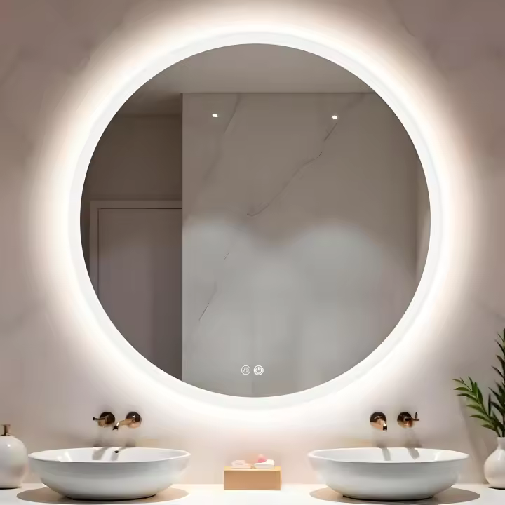Espejo de Baño con Luz LED Regulable en 3 Colores - Espejo de Pared ANTIVAHO con Ajuste de Brillo y Memoria - Interruptor Táctil y Retroiluminación Inteligente - 1