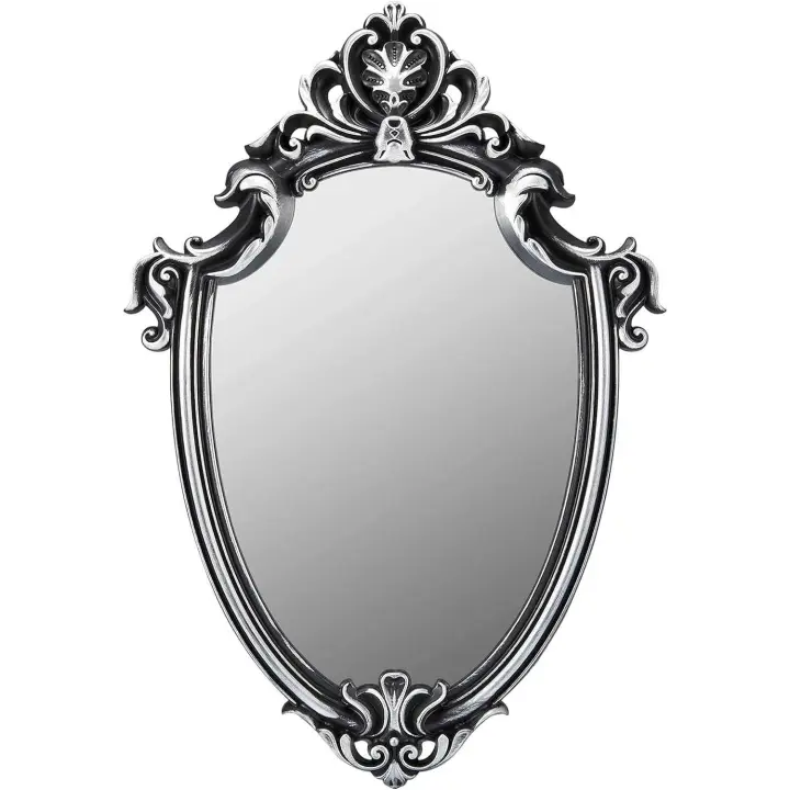 Espejo de pared decorativo en forma de escudo de plata antigua - 1