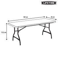 Lifetime - Mesa plegable rectangular negra, medidas 182x76x73,5cm, exterior e interior, portátil, para jardín, terraza, eventos y catering, resistente a manchas, al agua, a rayos UV - details 7