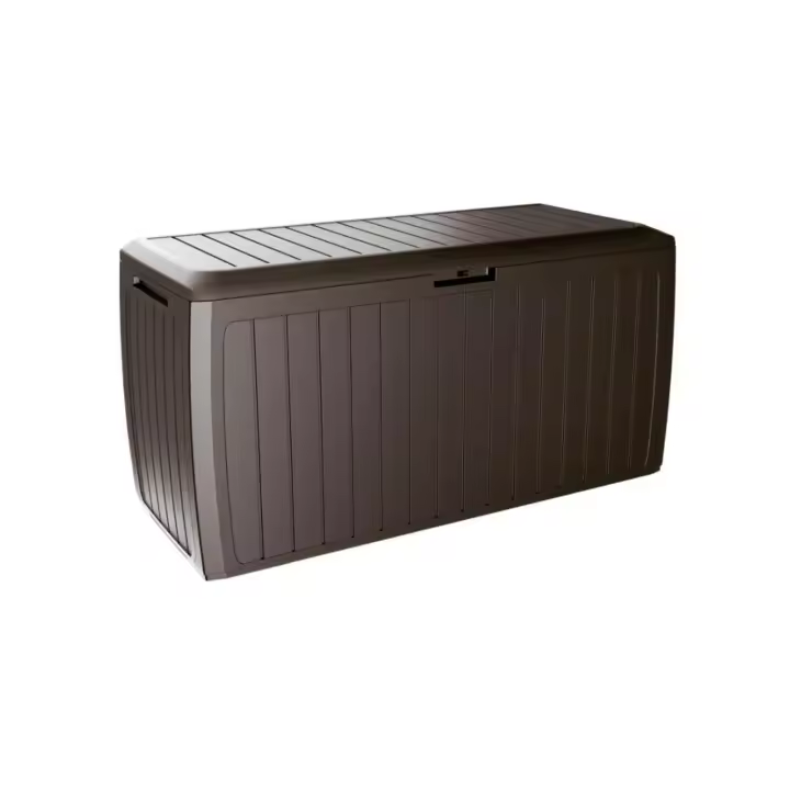 Baul de jardin 290 litros PROSPERPLAST Boxe Board de plastico en color ocre oscuro 116,6 x 47 x 59,5 cm - 1