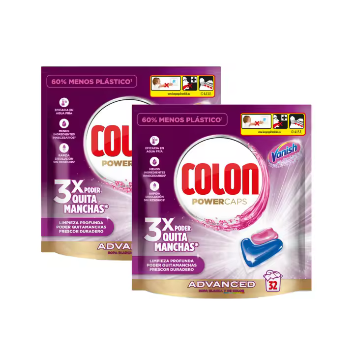 Colon - Vanish Advanced, Detergente para la Ropa, 64 Cápsulas (Formato 2x32) - 1