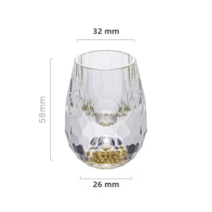 Vaso De Vidrio De Lujo Para Vodka Sake Shochu Liqueur Doble Fondo Con Papel De Oro Para Té Regalo Elegante Para Bares Y Fiestas - 1
