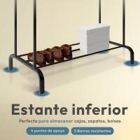 RELAXTY Burro Ropa Resistente – Perchero Burro Doble con Soporte, 146x110x54cm, Metálico, Organizador con Zapatero - details 4