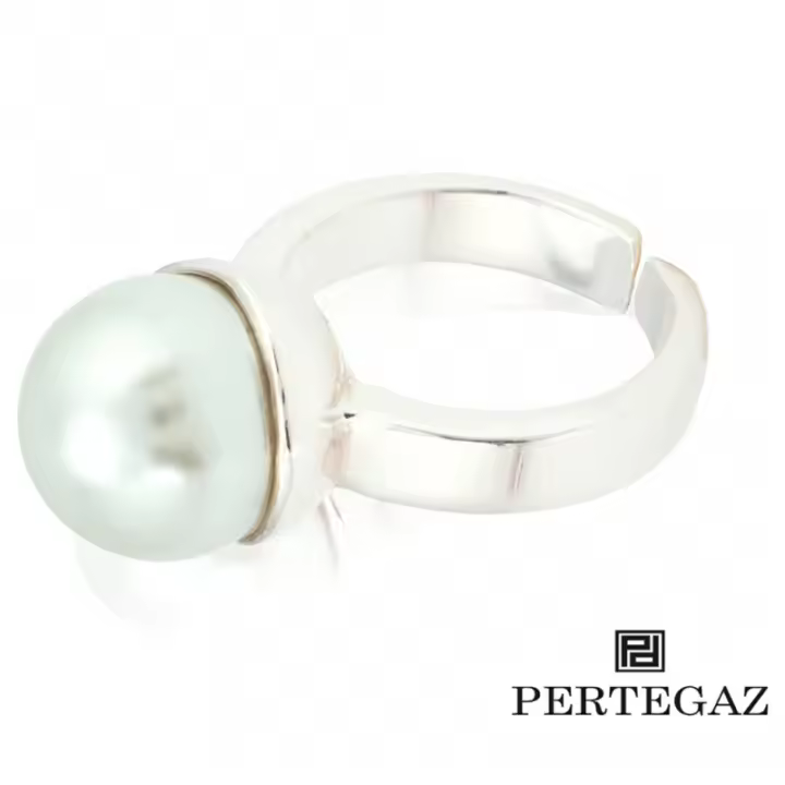 Anillo Pertegaz Metal Con Perla Mod. 7266 Tegux. Talla Ajustable. Con Estuche de Polipiel Incluido. - 1