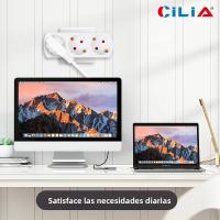 Adaptador De Poder Estándar EU Con 3 Enchufes Schuko Blanco | Extensor De Enchufes De Alta Capacidad 3680W 16A 220-250V Certificado CE Y RoHS - details 1