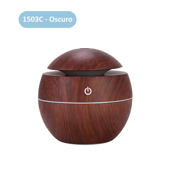 LIFA Humidificador de ambiente de 130ml de capacidad, difusor aromas en vapor, diseño estético con apariencia de madera y luces LED 1503 - 1
