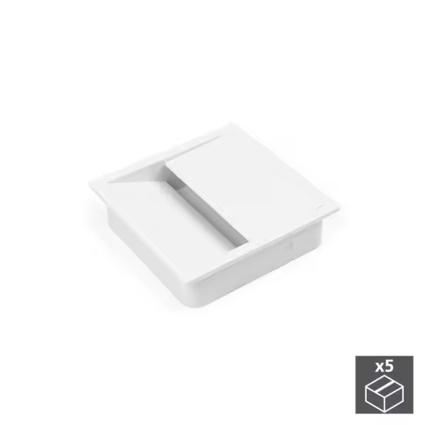 Emuca Lote de 5 pasacables para mesa Plaswire 85, cuadrado, 78x78mm, para encastrar, Plástico, Blanco - 1