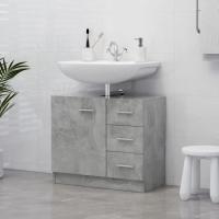 vidaXL Armario para lavabo contrachapada 63x30x54 cm en color Gris hormigón/Madera antigua/Blanco y más | almacenamiento funcional diseño moderno para baño dormitorio sala - details 0