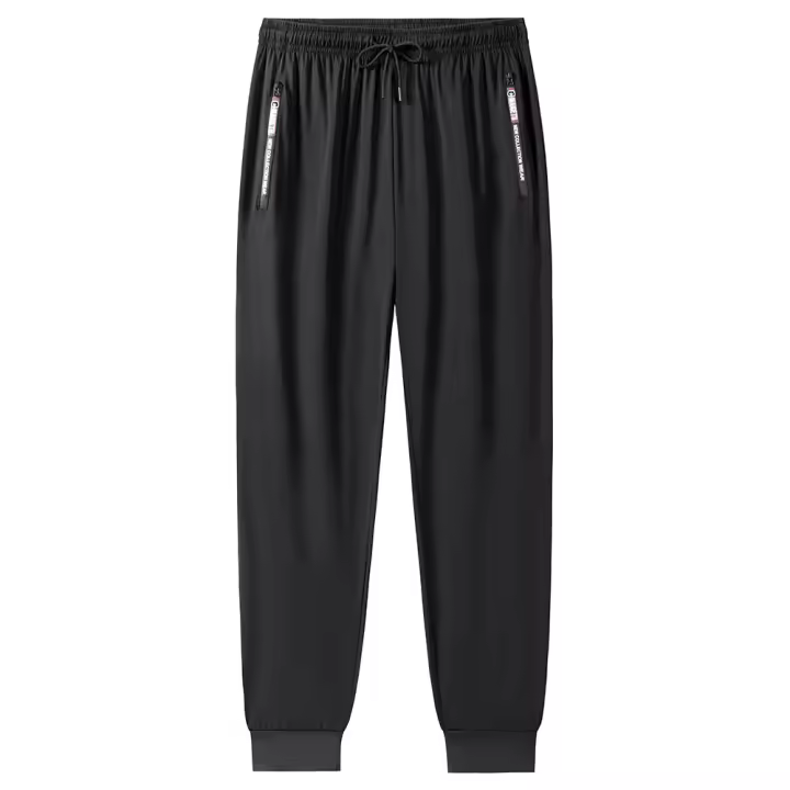 Pantalones De Verano De Seda Con Bolsillo Cierre De Cremallera Ligeros Y Secado Rápido Para Hombre Moda Casual De Terciopelo - 1
